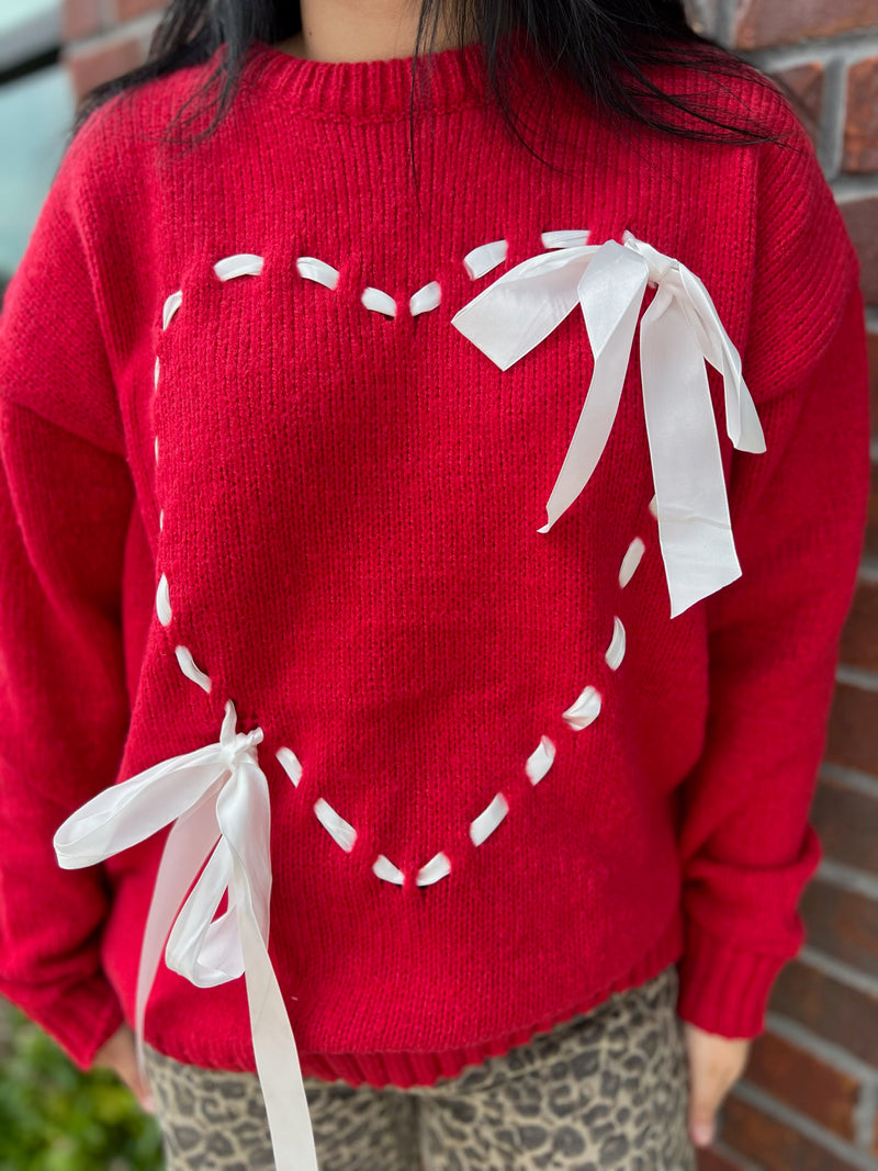 Red Sweater with White Ribbon