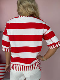 Sequin Bow Patriotic Half Sleeve Top