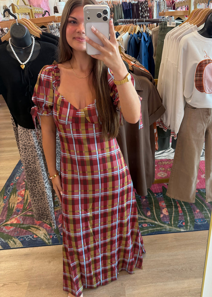 Autumn in Aspen Plaid Maxi Dress