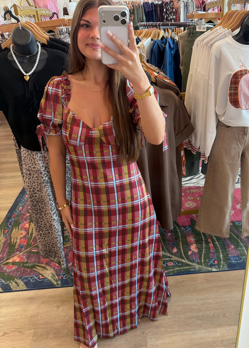 Autumn in Aspen Plaid Maxi Dress