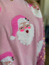 Twinkling Pink Santa Crewneck