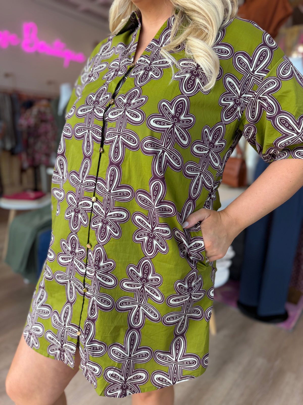 Olive Avenue Printed Shirt Dress