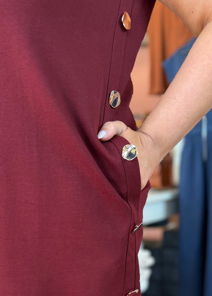 Gilded Edge Burgundy Shift Dress