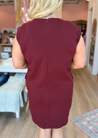 Gilded Edge Burgundy Shift Dress