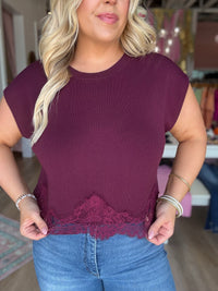 Lace & Leisure Top - Maroon