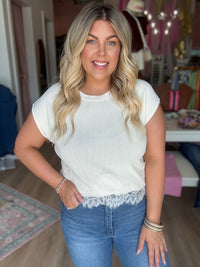 Lace & Leisure Top - Cream