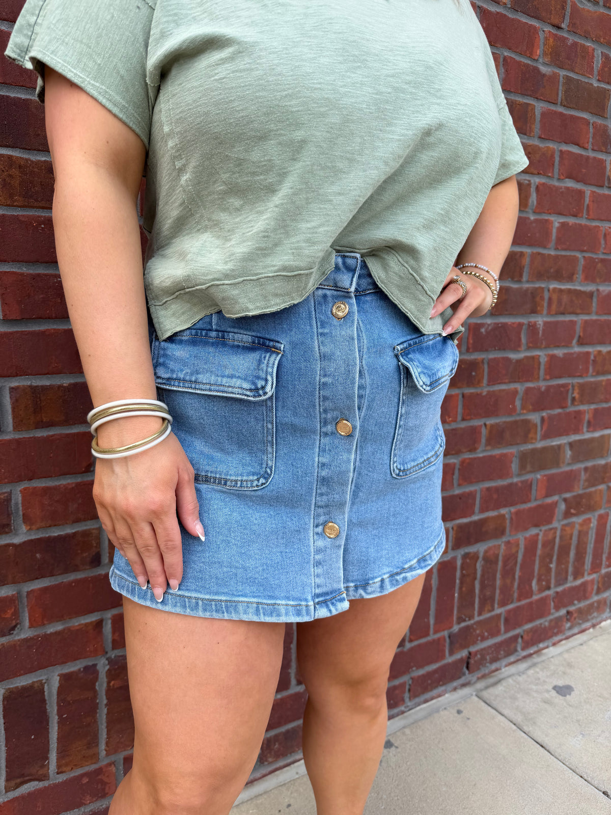 Don’t Get It Twisted Denim Skort