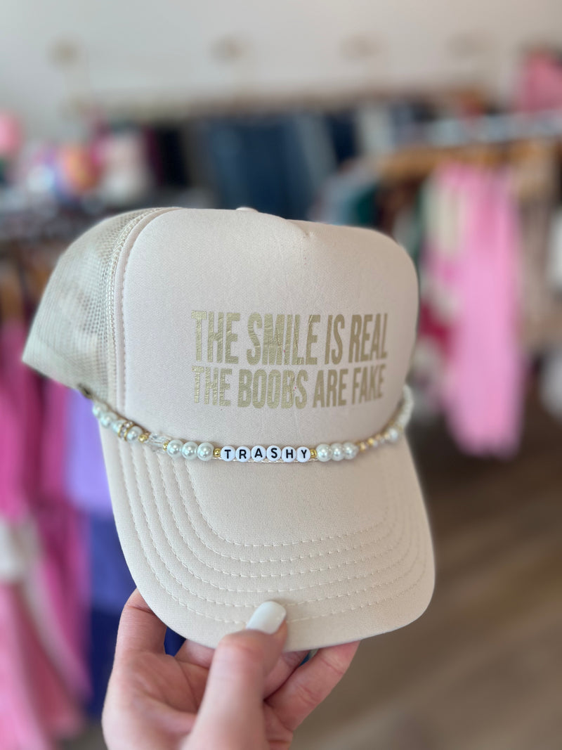 Real Smile Fake Boobs Trucker Hat - Neutral