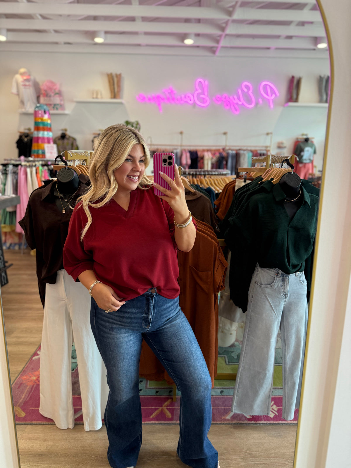 First Class Ponte Top – Burgundy