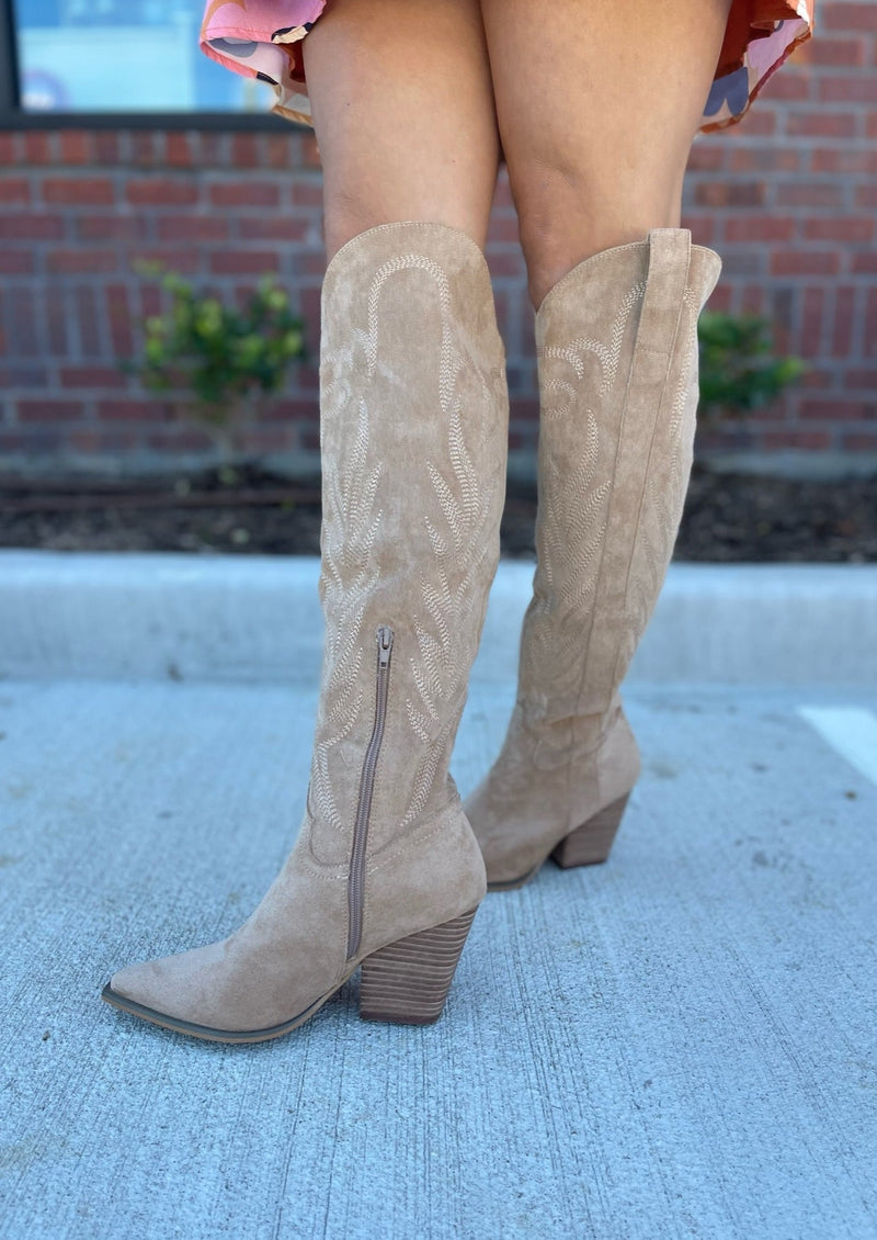 Bronco Knee-High Boots in Almond