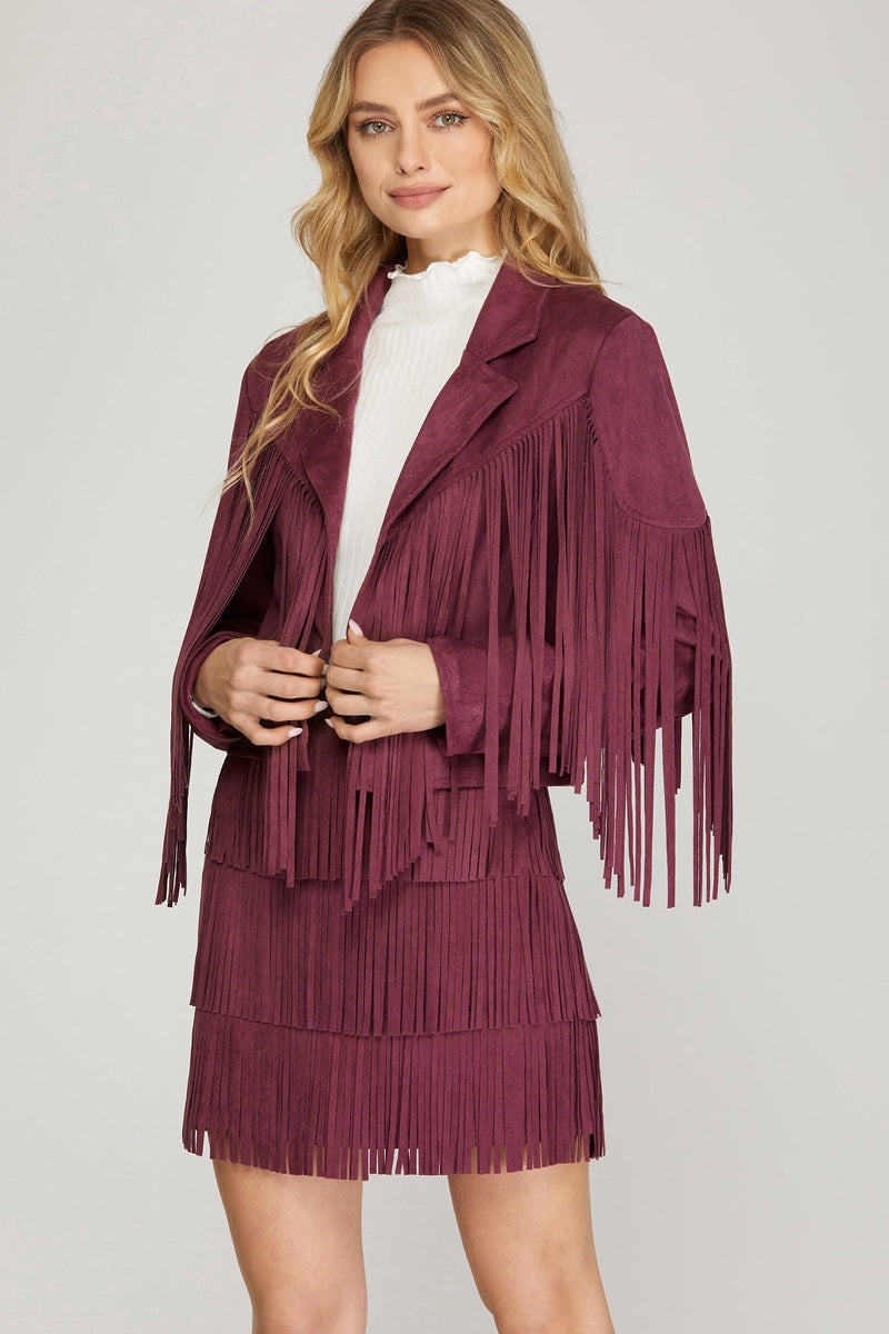 Faux Suede Fringe Jacket