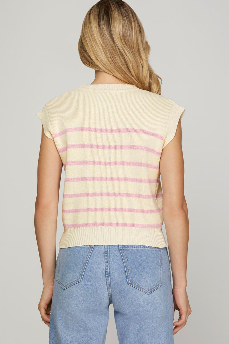 Coley Sleeveless Striped Sweater Top