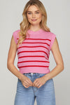 Coley Sleeveless Striped Sweater Top