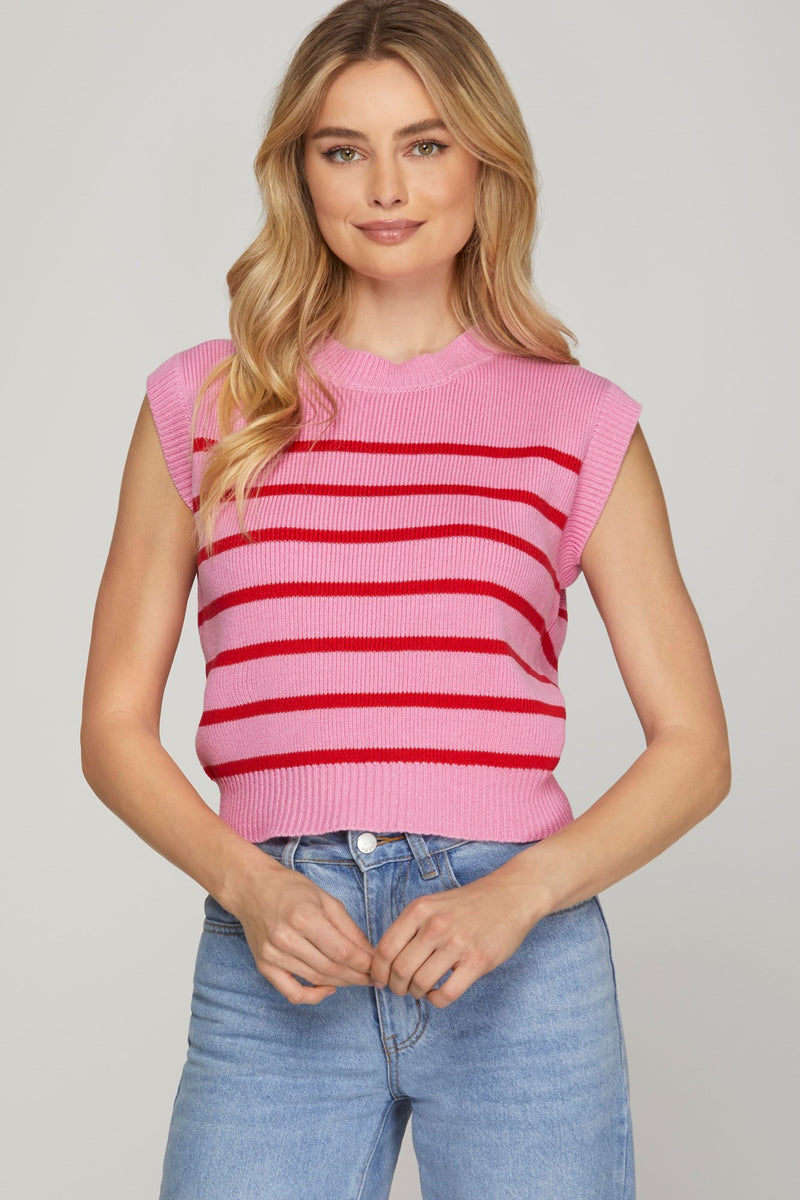 Coley Sleeveless Striped Sweater Top