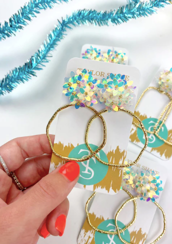 Iridescent Flower Hoops