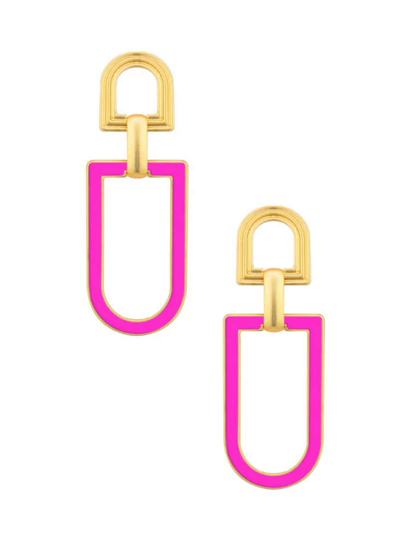 Dazzling Enamel Coated Geometric Dangle Earrings