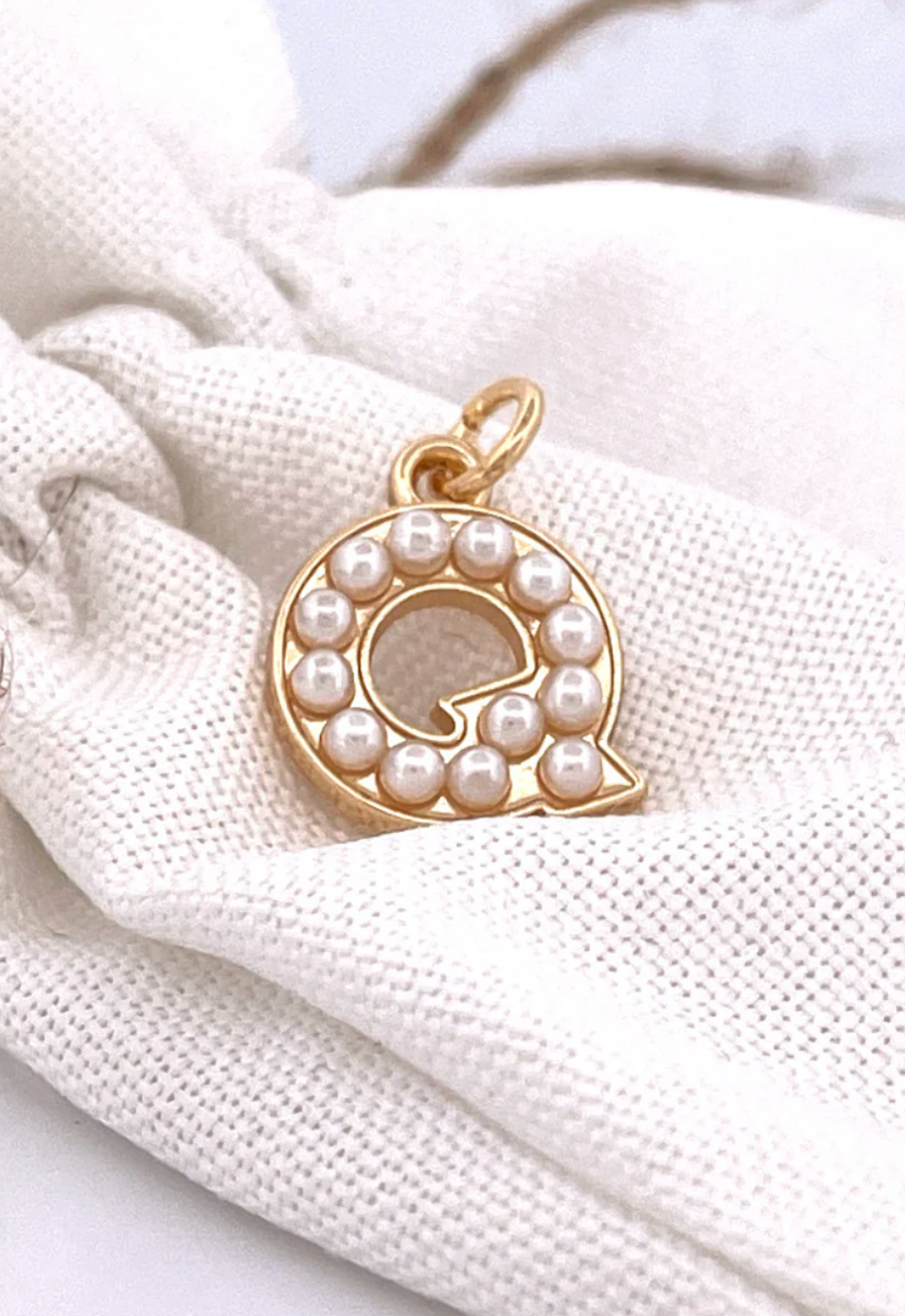 Lovely Luster Pearl Initial Charm
