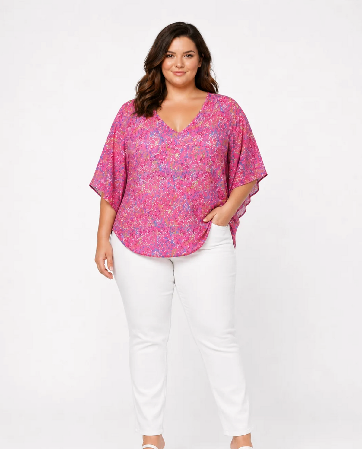 Plus Pink Confetti Dolman Top