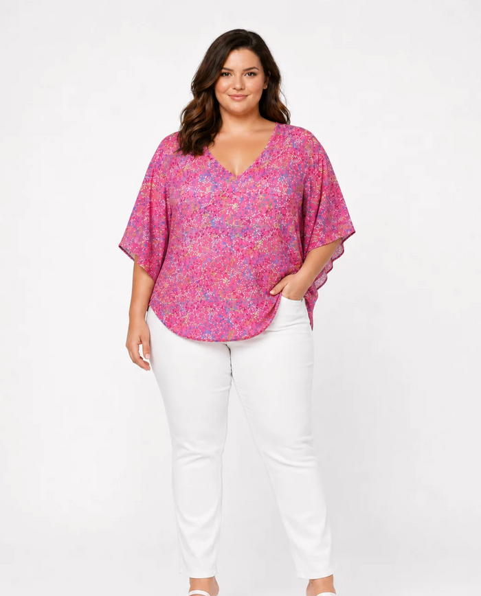 Plus Pink Confetti Dolman Top