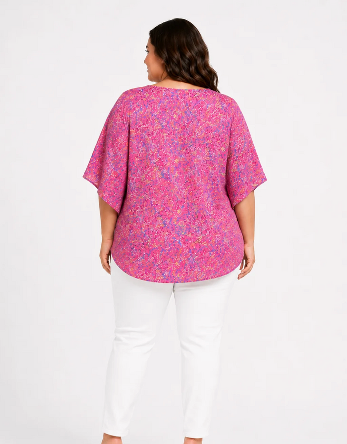 Plus Pink Confetti Dolman Top