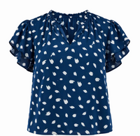 Elodie Dot Montie Ruffle Tie Neck Blouse