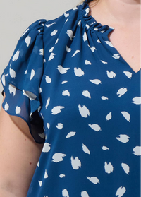 Elodie Dot Montie Ruffle Tie Neck Blouse