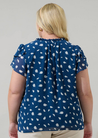 Elodie Dot Montie Ruffle Tie Neck Blouse