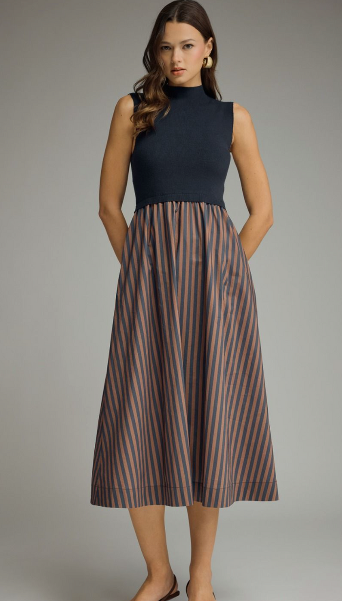 Properly Striped Midi Dress 🤎