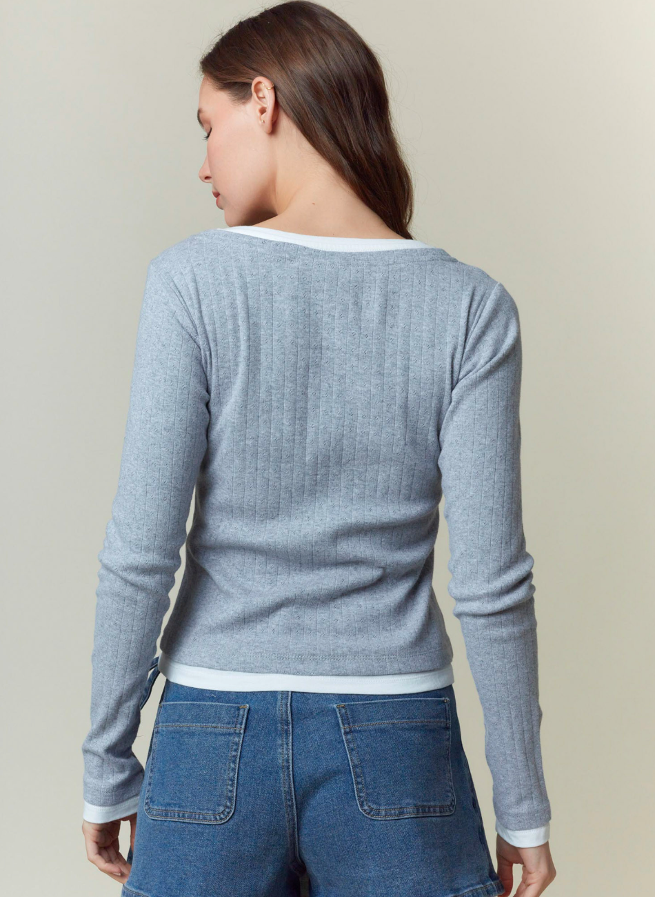 The Reese Pointelle Henley Top