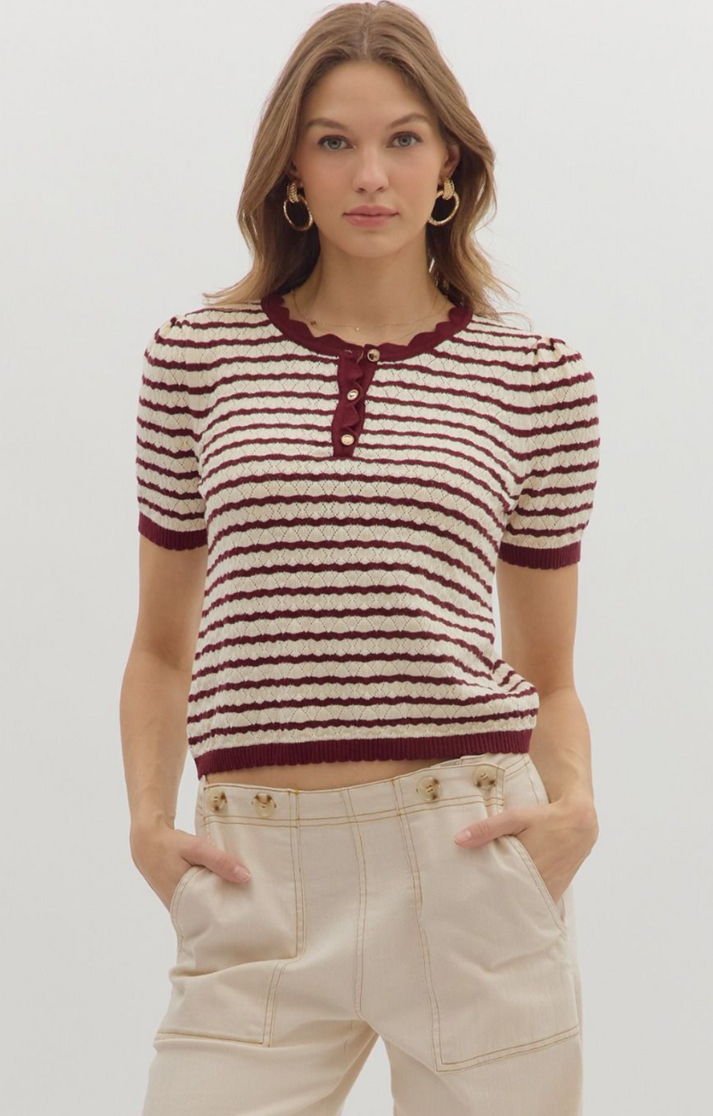 The Bordeaux Button-Up Sweater Top