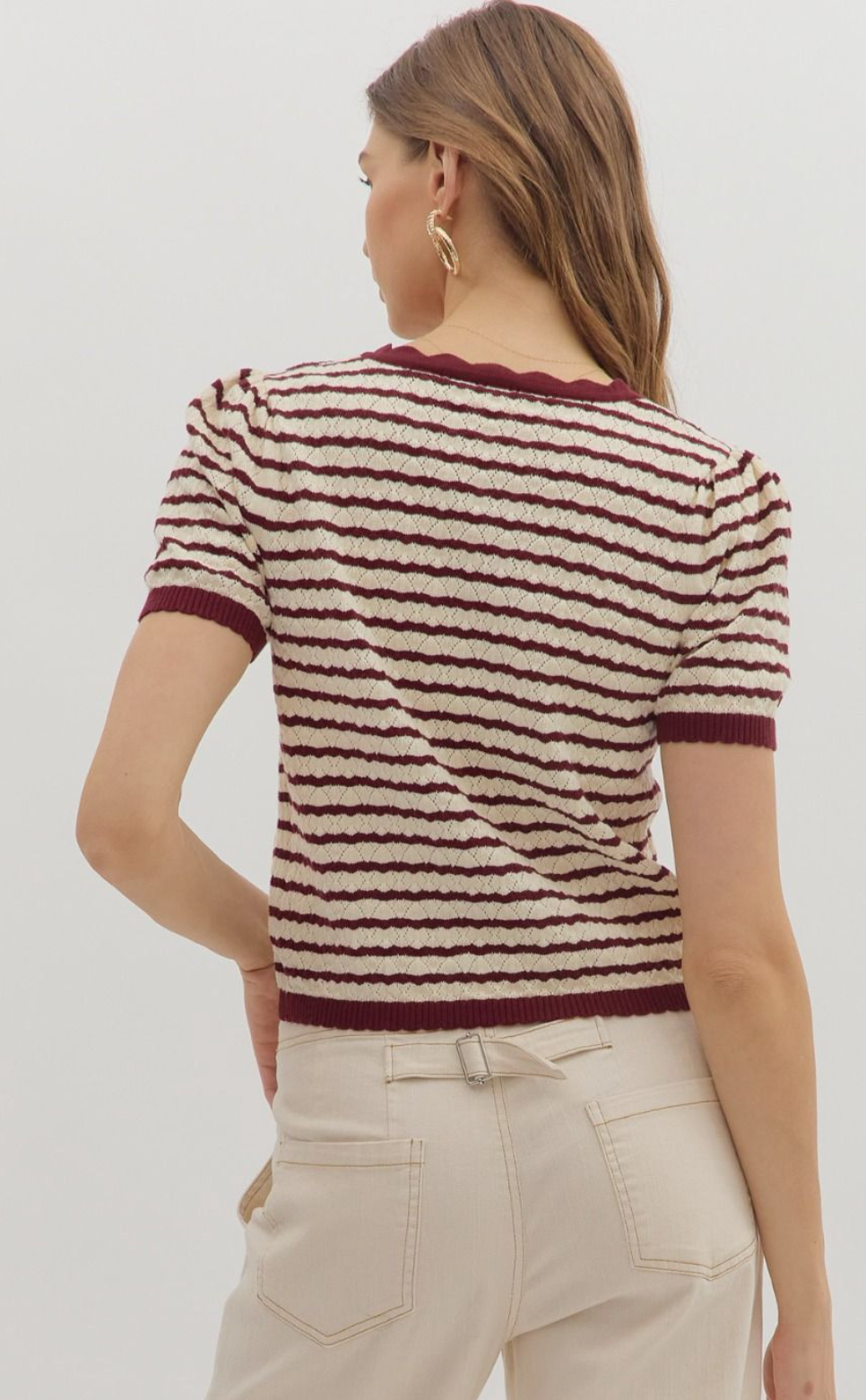 The Bordeaux Button-Up Sweater Top
