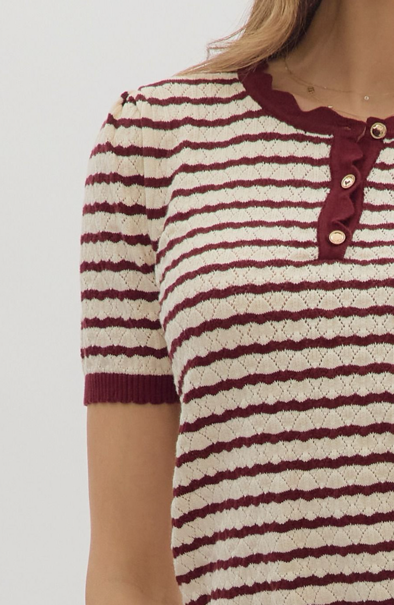 The Bordeaux Button-Up Sweater Top