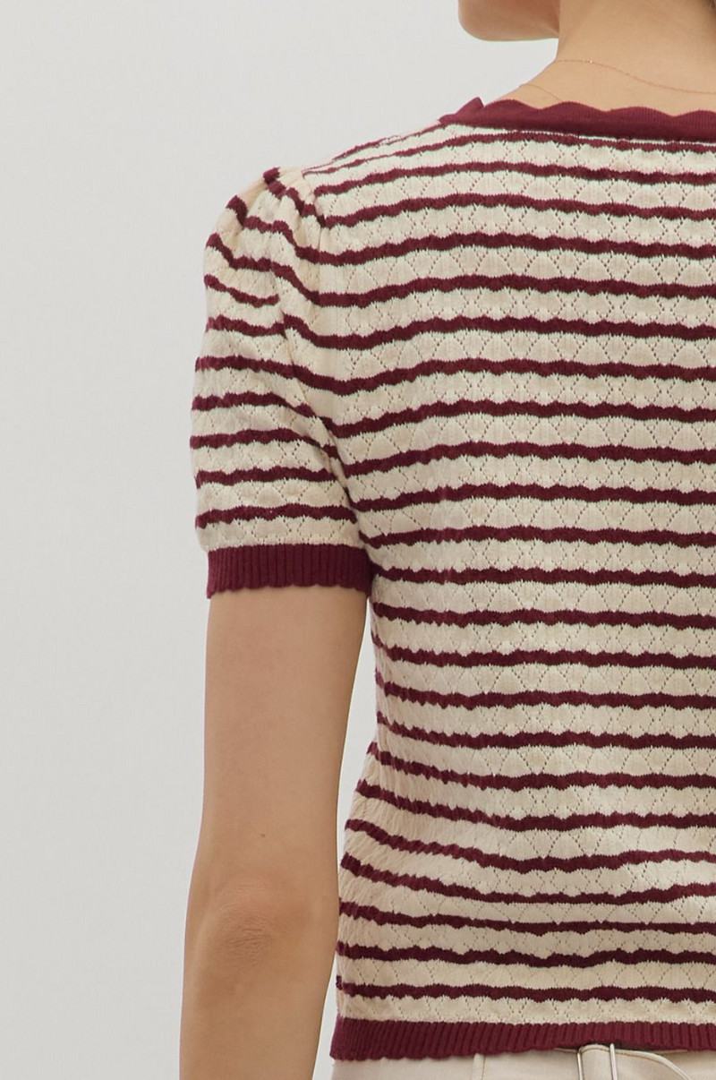 The Bordeaux Button-Up Sweater Top