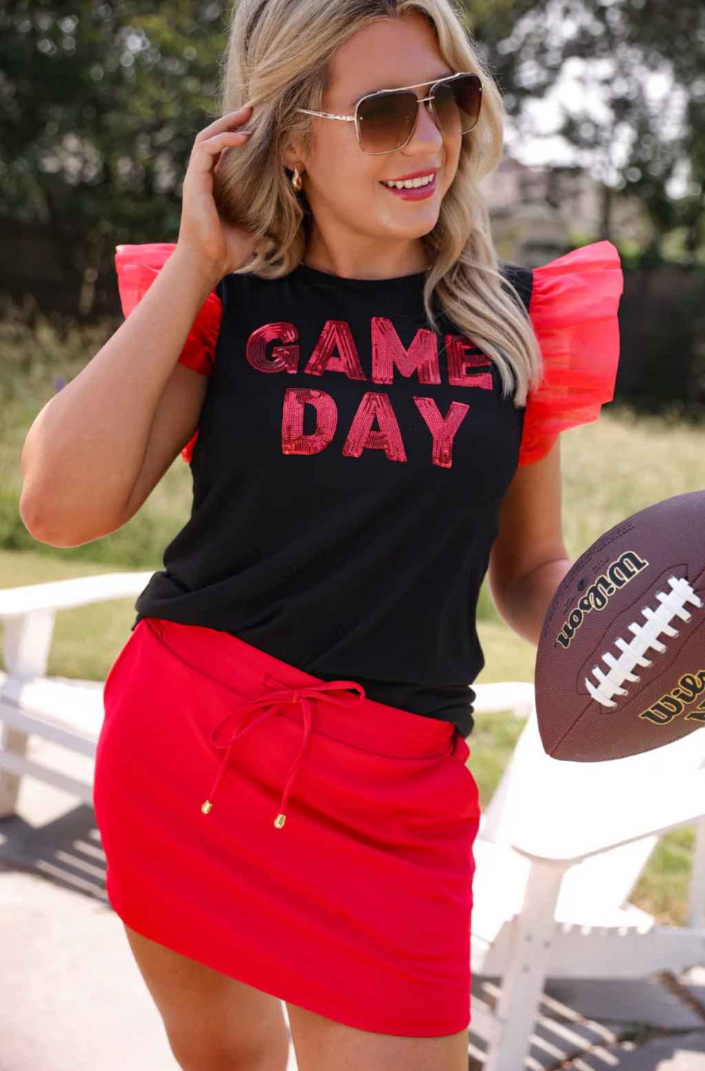 Solid Red Skort