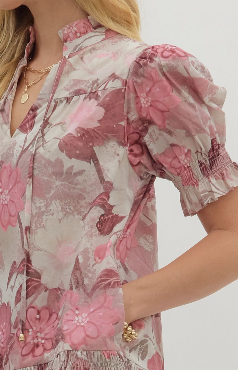 Blush Garden Ruffle Mini Dress