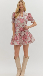 Blush Garden Ruffle Mini Dress