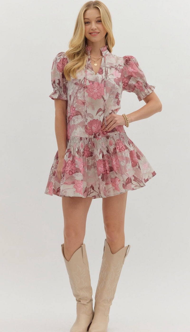 Blush Garden Ruffle Mini Dress