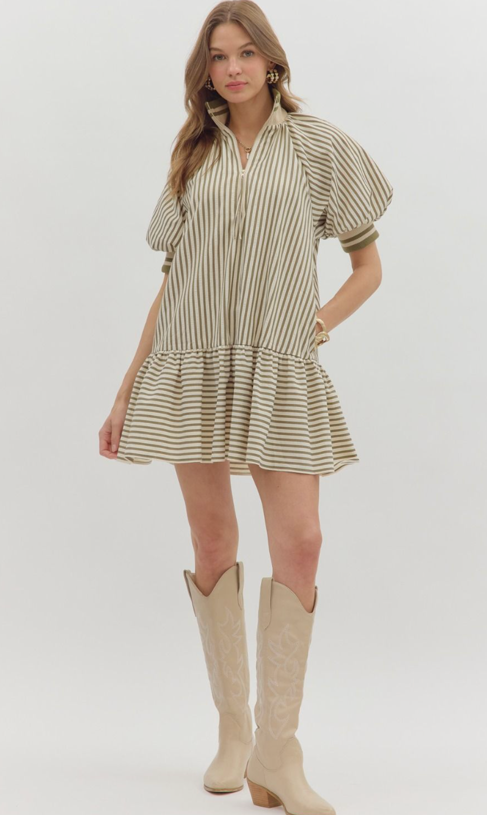 The Savannah Stripe Ruffle Dress
