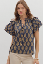 Golden Grove Ruffle Sleeve Blouse