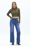 Blue Tie-Waist Wide Leg Jeans