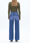 Blue Tie-Waist Wide Leg Jeans