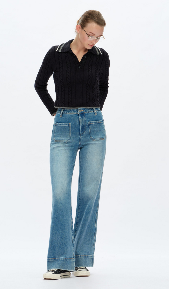 Vintage Skies Patch Pocket Flares