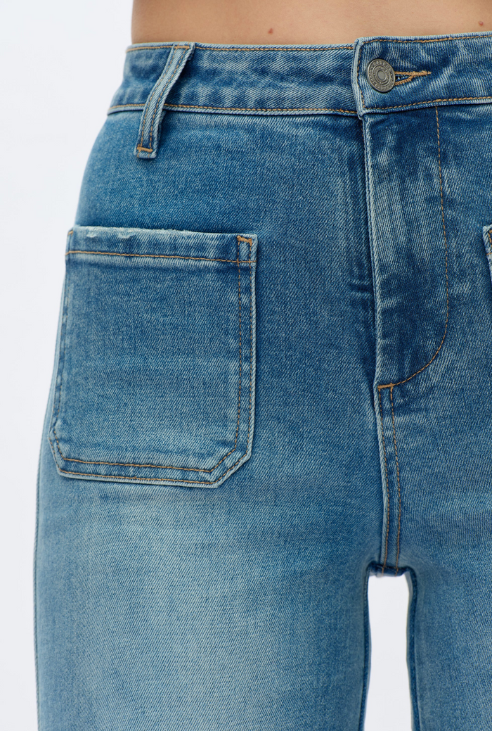 Vintage Skies Patch Pocket Flares