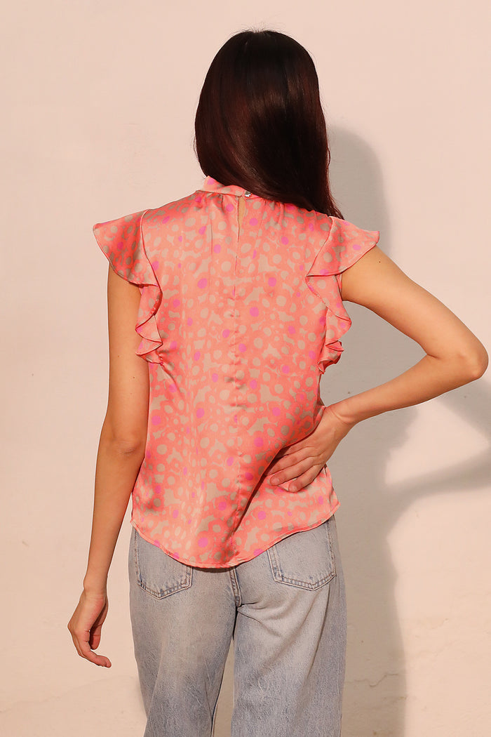 Pink Safari Ruffle Blouse