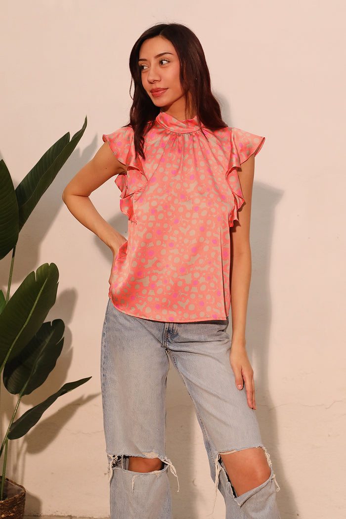 Pink Safari Ruffle Blouse