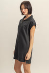 Half Zip Up Mock Neck Mini Dress