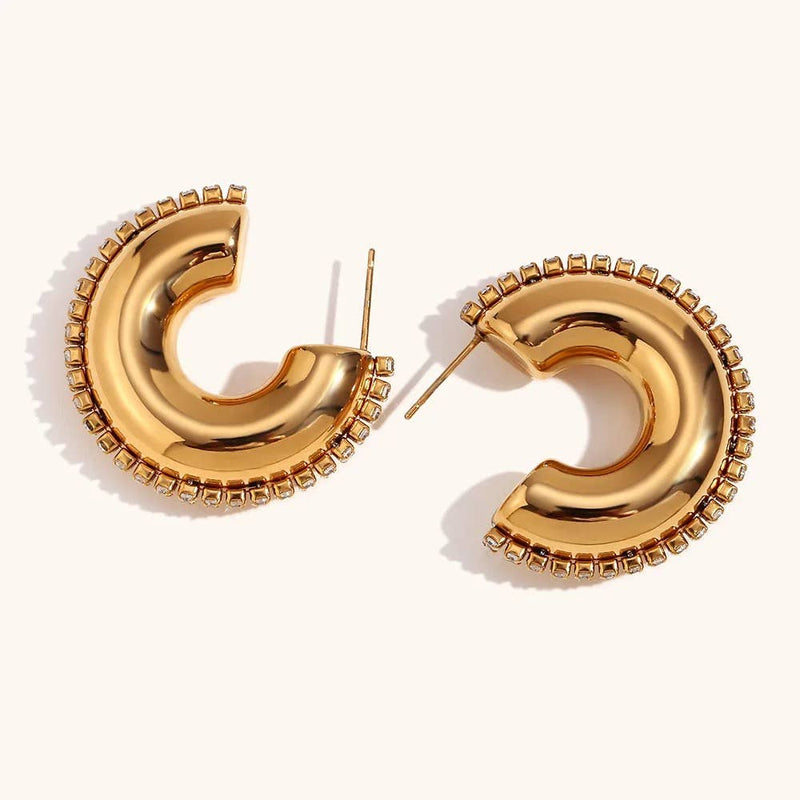 Radiance Curve Gold Hoop Earrings