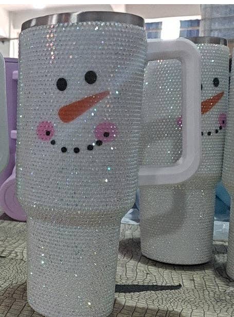 Frosty Snowman Bling Insulated 40 oz Tumbler