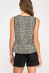 Scallop Print Sleeveless Blouse