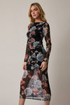 Fleur Noir Mesh Maxi Dress